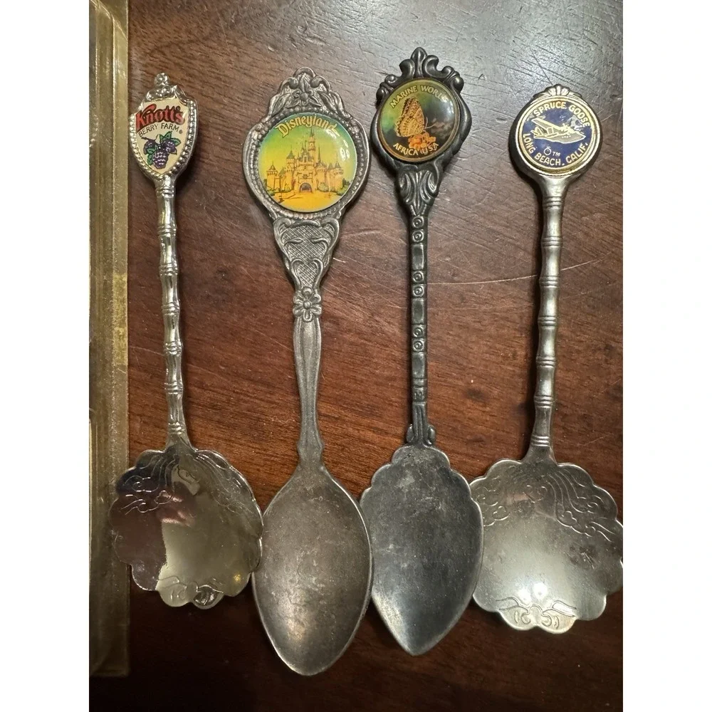 Souvenir Spoons Lot Some Silver Plate California Theme Parks Knotts Disneyland +